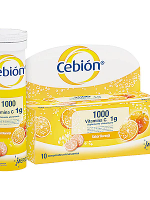 Cebión Vitamina C sabor naranja 10 Comprimidos efervescentes.
