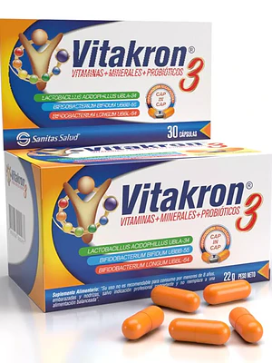 Vitakron 3 Vitaminas y minerales  30 Cápsulas.