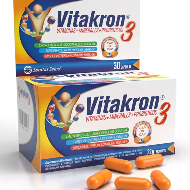 Vitakron 3 Vitaminas y minerales  30 Cápsulas. 1