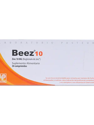 Beez Bisciglinato de zinc 10 mg 30 Comprimidos.