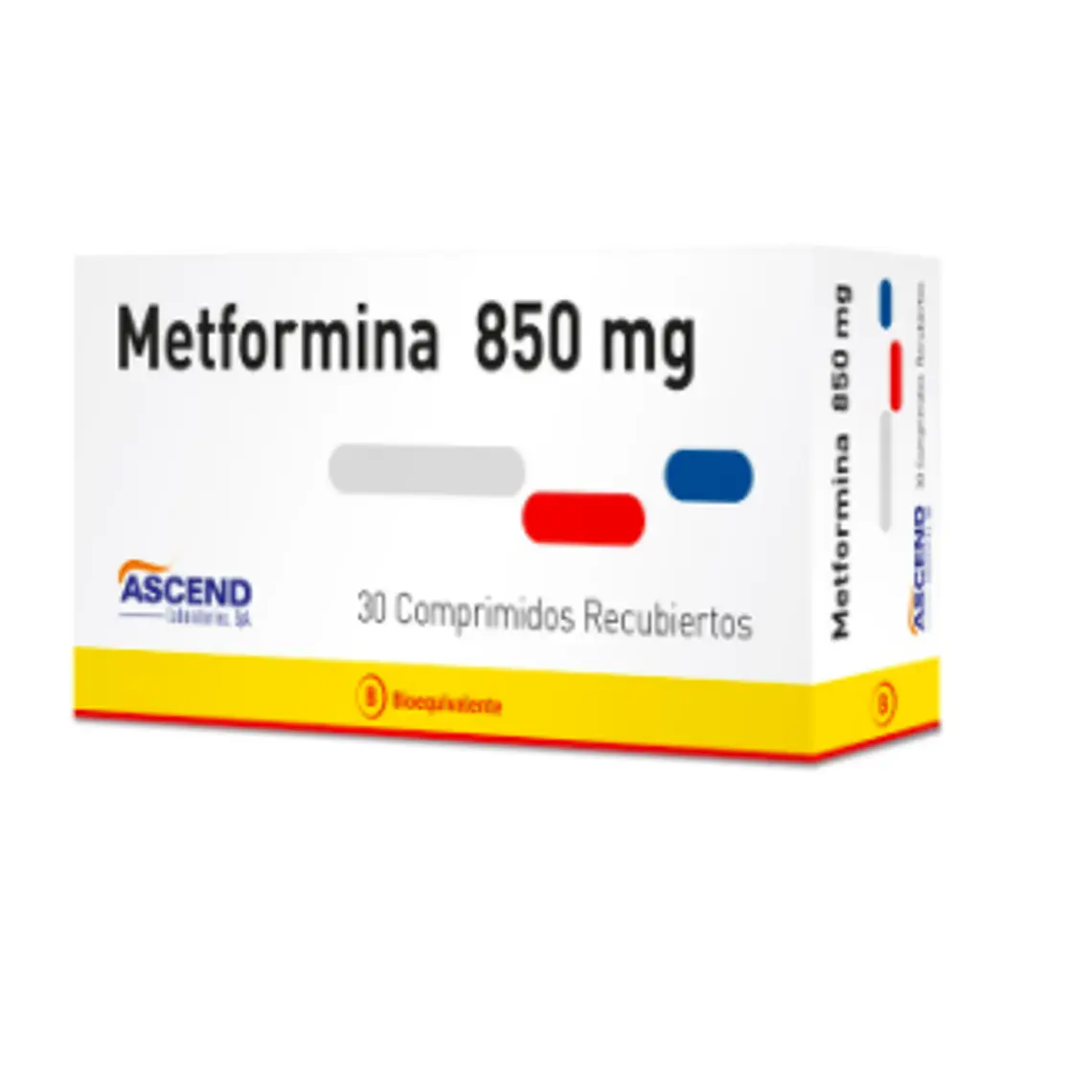 Metformina (B) 850 mg 30 Comprimidos recubiertos. 1