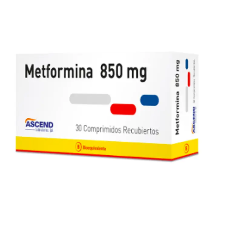 Metformina (B) 850 mg 30 Comprimidos recubiertos. 1