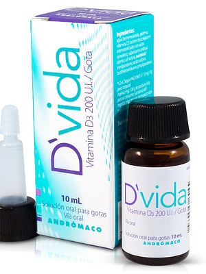 D'vida Vitamina D3 200 UI Gotas 10 ml.