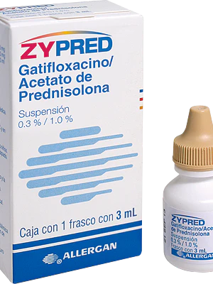 Zypred Gatifloxacino, Prednisolona 0,3 % 0,1 % Suspensión oftálmica 3 ml.