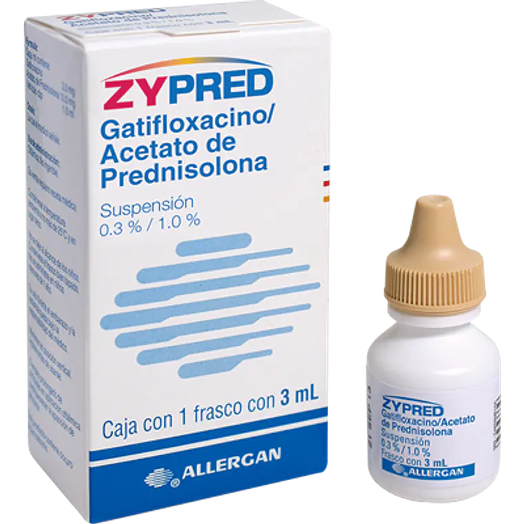 Zypred Gatifloxacino, Prednisolona 0,3 % 0,1 % Suspensión oftálmica 3 ml. 1