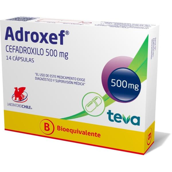 Adroxef (B) Cefadroxilo 500 mg 14 Cápsulas.