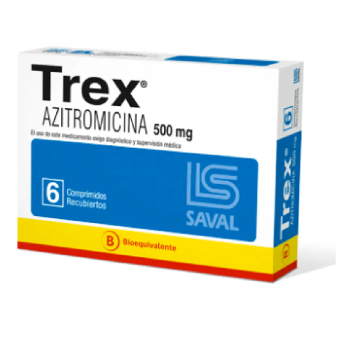 Trex (B) Azitromicina 500 mg 6 Comprimidos recubiertos. 1