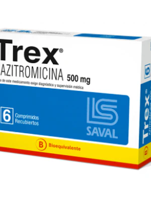 Trex (B) Azitromicina 500 mg 6 Comprimidos recubiertos.