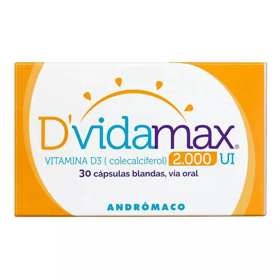 D'Vidamax Vitamina D3 Colecalciferol 2.000 U.I. 30 Cápsulas blandas. 1