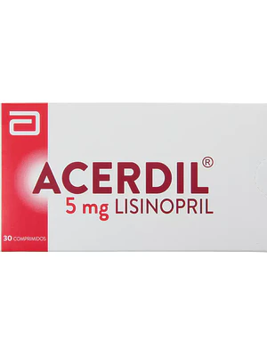 Acerdil Lisinopril 5 mg 30 Comprimidos.