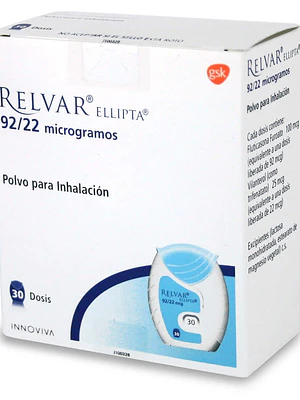 Relvar Ellipta Fluticasona, Vilanterol 92/22 mcg Polvo para inhalación 30 Dosis.