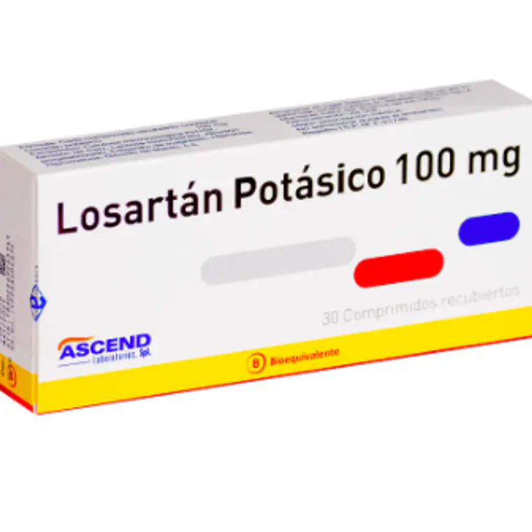 Losartán Potásico (B) 100 mg 30 Comprimidos recubiertos. 1