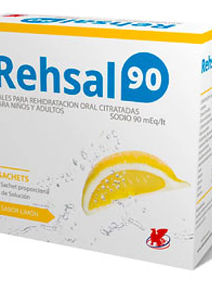 Rehsal 90 Sales Re-hidratantes 4 Sachets sabor limón.