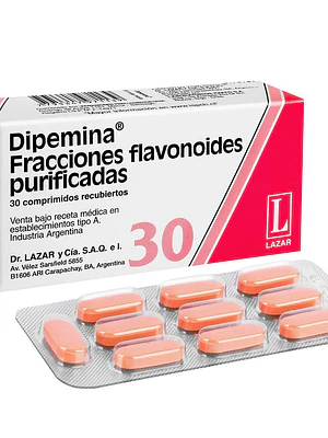 Dipemina Diosmina, Hesperidina 450/50 mg 30 Comprimidos recubiertos.