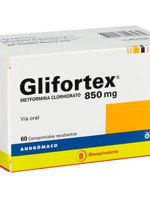 Glifortex (B) Metformina 850 mg 60 Comprimidos.