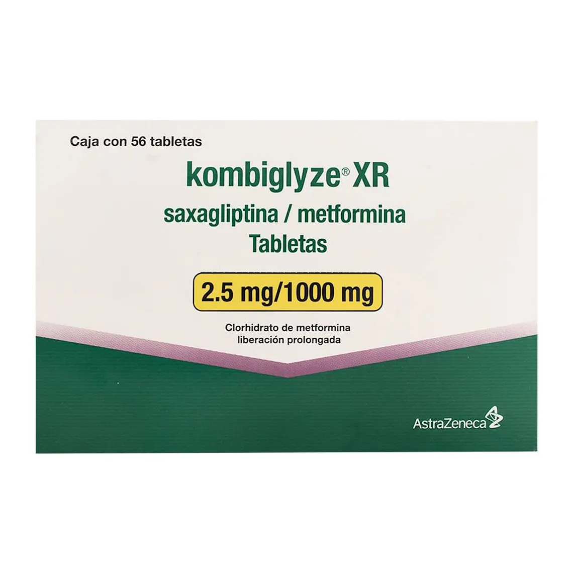 Kombiglyse XR Saxagliptina, Metfomina 2,5 / 1000 mg 56 Comprimidos. 1