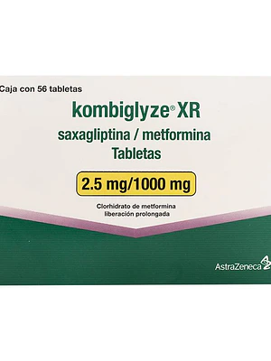 Kombiglyse XR Saxagliptina, Metfomina 2,5 / 1000 mg 56 Comprimidos.