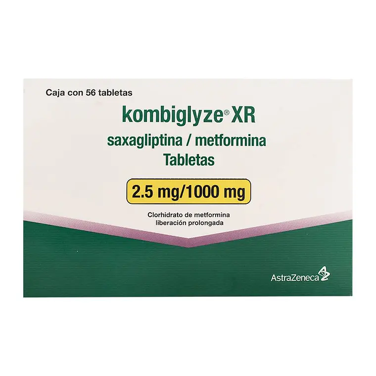 Kombiglyse XR Saxagliptina, Metfomina 2,5 / 1000 mg 56 Comprimidos. 1