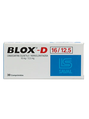 Blox-D Candesartán, Hidroclorotiazida 16/12,5  mg 30 Comprimidos.