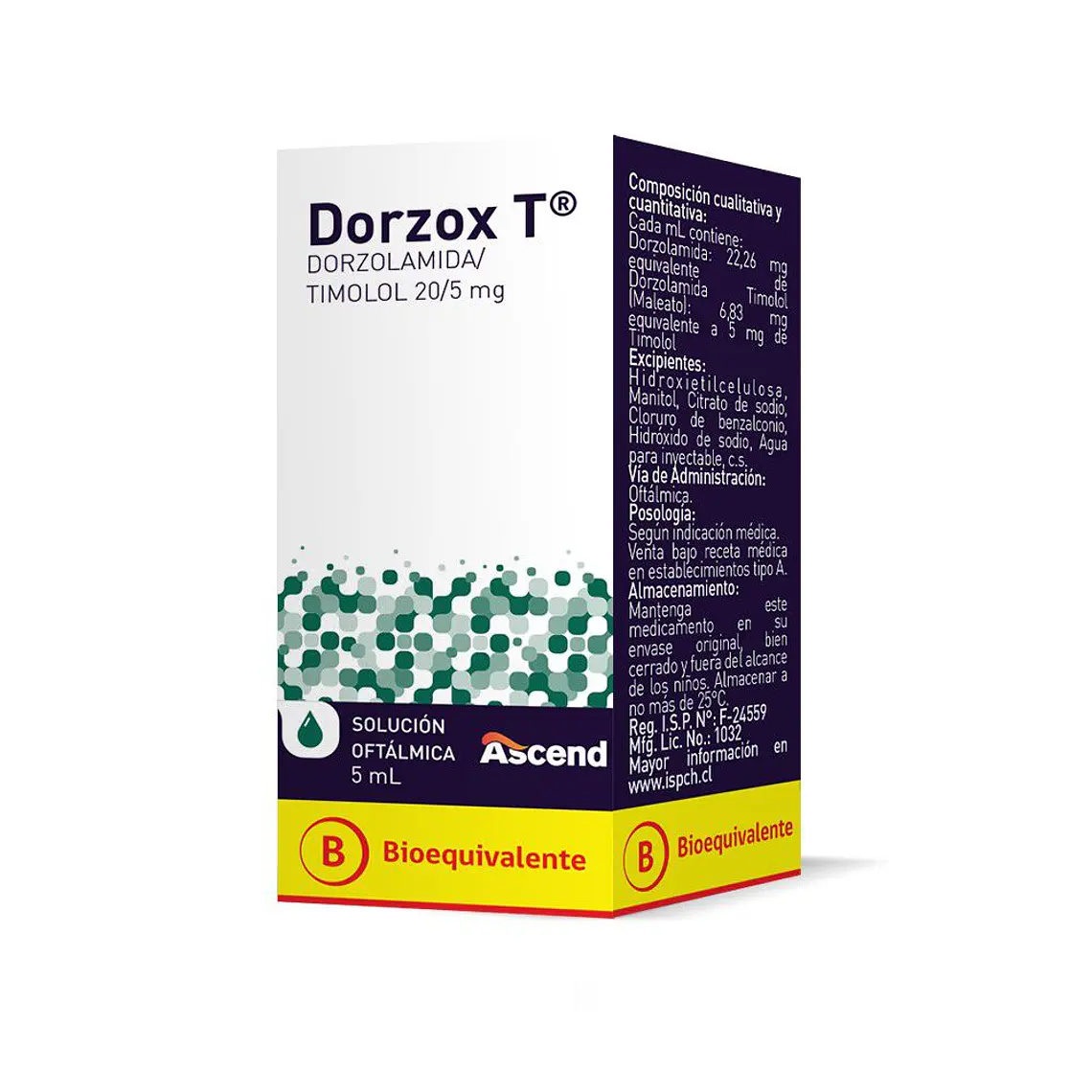 Dorzox T (B) Dorzolamida, Timolol 20/5 mg Solución oftálmica 5 ml. 1