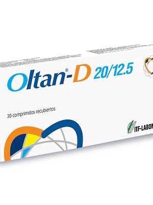 Oltan-D Olmesartán, Hidroclorotiazida 20/12,5 mg 30 Comprimidos.