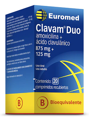 Clavam Duo (B) 875 / 125 mg 20 Comprimidos recubiertos.
