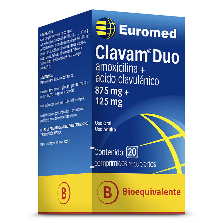 Clavam Duo (B) 875 / 125 mg 20 Comprimidos recubiertos. 1
