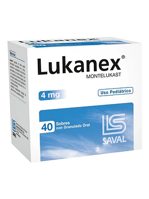 Lukanex Montelukast 4 mg Uso pediátrico Granulado oral 40 Sobres.