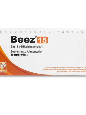 Beez Bisciglinato de zinc 15 mg 30 Comprimidos.