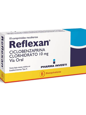 Reflexan (B) Ciclobenzaprina 10 mg 10 Comprimidos recubiertos.