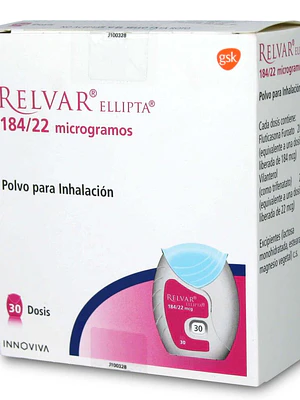 Relvar Ellipta Fluticasona, Vilanterol 184 /22 mcg Inhalador 30 Dosis.