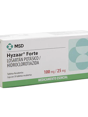 Hyzaar Forte 100/25 mg 30 Tabletas recubiertas.