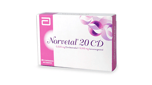 Norvetal 20 CD Levonorgestrel 100 mcg Etinilestradiol 20 mcg 28 Comprimidos Recubiertos