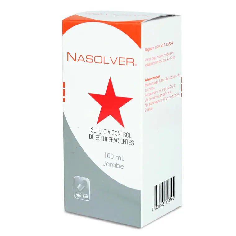 Nasolver Codeína 30 mg /5 ml Jarabe 100  ml. Requiere receta médica 1