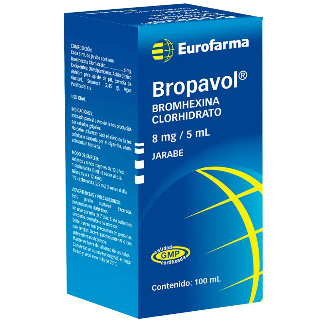 Bropavol Bromhexina 8 mg / 5 ml Jarabe 100 ml. 1
