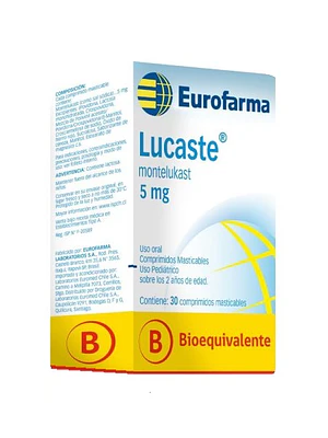 Lucaste (B) Montelukast 5 mg 30 Comprimidos masticables.