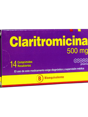 Claritromicina (B) 500 mg 14 Comprimidos recubiertos.