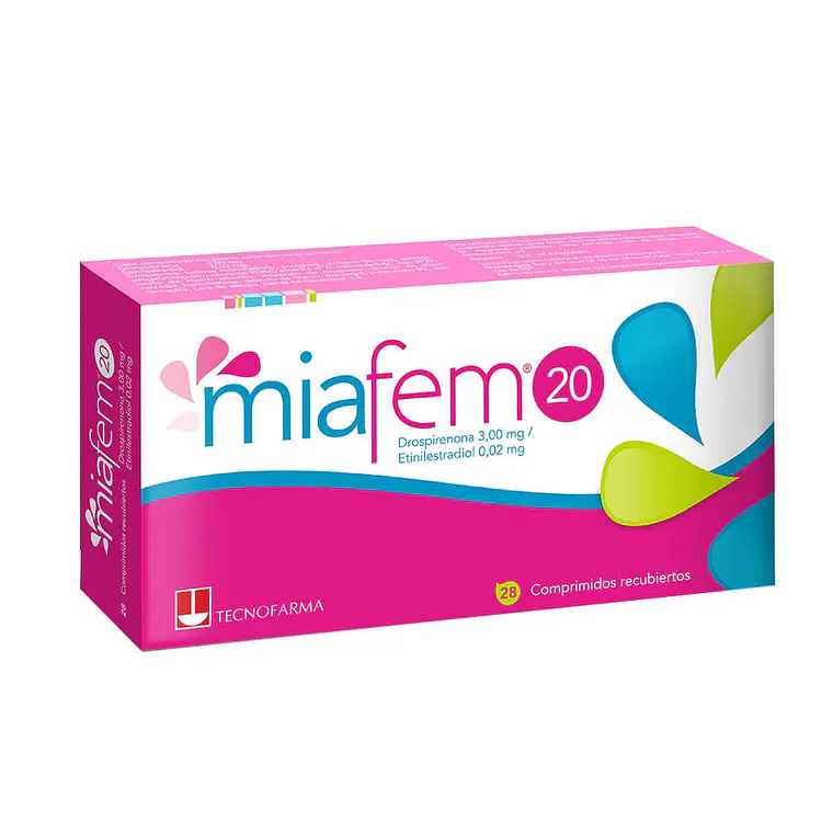 Miafem 20 Drosperinona, Etinilestradiol 28 Comprimidos. 1