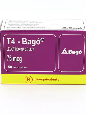 T4 - Bagó (B) Levotiroxina 75 mcg 50 Comprimidos.