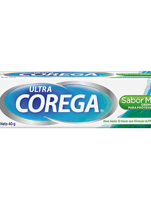 Corega Ultra Menta Crema adherente 40 g. Sabor menta.