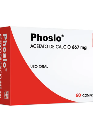 Phoslo Acetato de calcio 667 mg 60 Comprimidos.