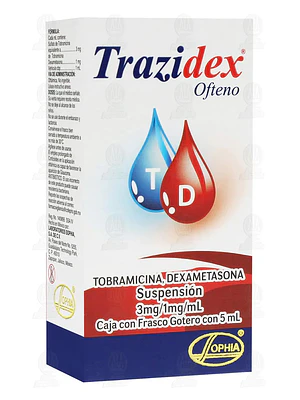 Trazidex Ofteno Tobramicina, Dexametasona Suspensión 5 ml.