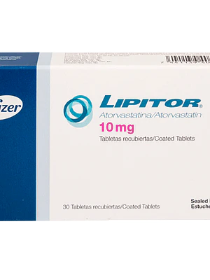 Lipitor Atorvastatina 10 mg 60 Tabletas recubiertas.