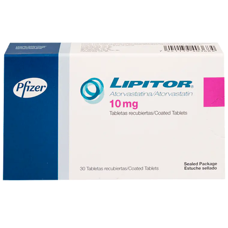 Lipitor Atorvastatina 10 mg 60 Tabletas recubiertas. 1