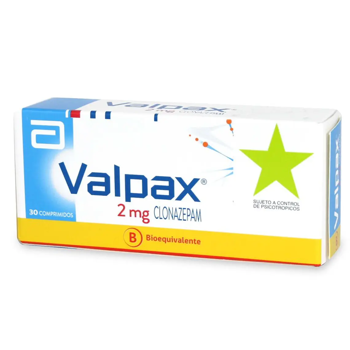 Valpax (B) Clonazepam 2 mg 30 Comprimidos. Medicamento controlado, venta presencial 1