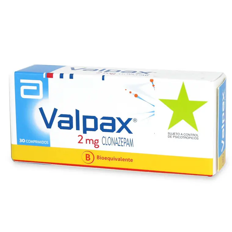 Valpax (B) Clonazepam 2 mg 30 Comprimidos. Medicamento controlado, venta presencial 1
