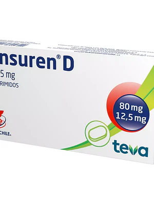 Tensuren D 80/12,5 mg Telmisartán, Hidroclorotiazida 30 Comprimidos.