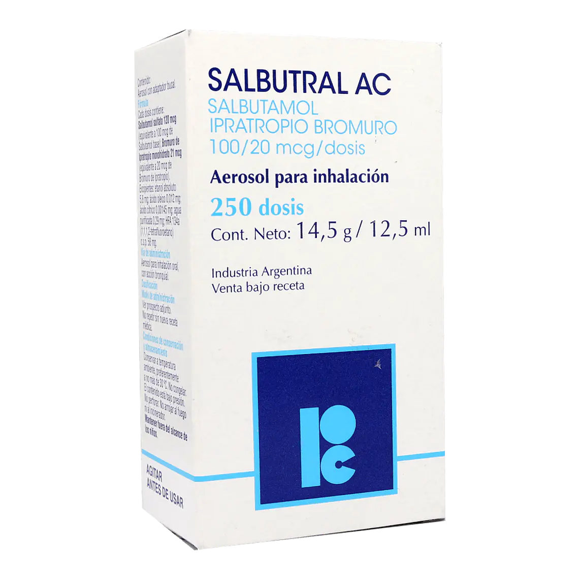 Salbutral AC Salbutamol, Ipatropio  100/20 mcg Inhalador 250 Dosis. 1