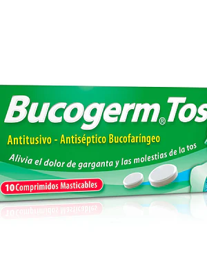 Bucogerm Tos Antitusivo-Antiséptico 10 Comprimidos masticables.