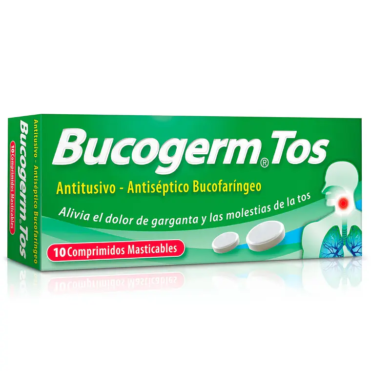 Bucogerm Tos Antitusivo-Antiséptico 10 Comprimidos masticables. 1